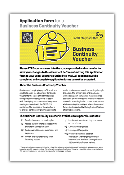 Business Continuity Voucher Application form